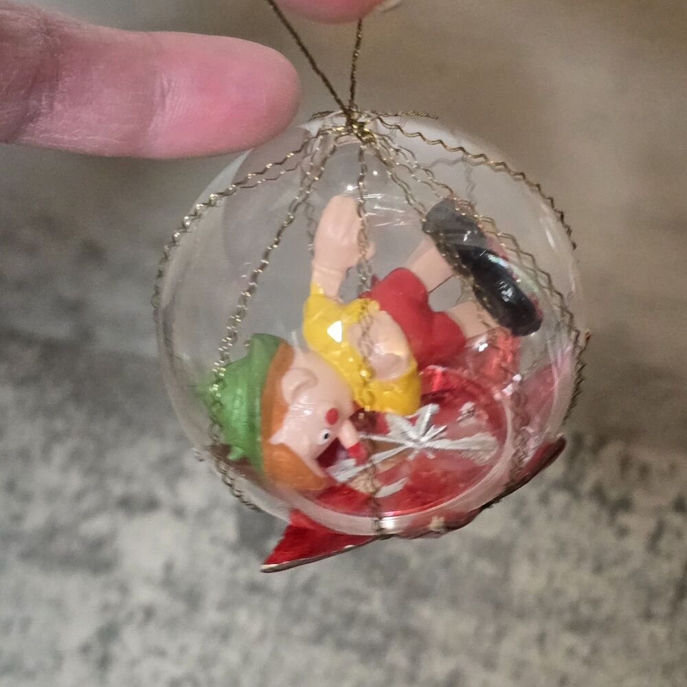 RARE! Vintage Kunstlerschutz West Germany Elf Diorama Christmas Ornament